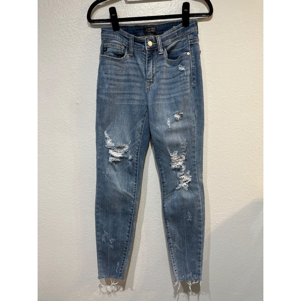 Judy Blue 25W Skinny Fit Destroyed Ripped Denim Blue Jeans